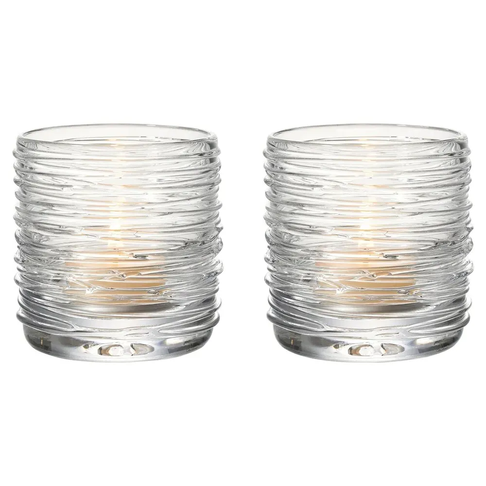 Echo Lake Glass Tealight Candleholder Set of 2 - Clear image