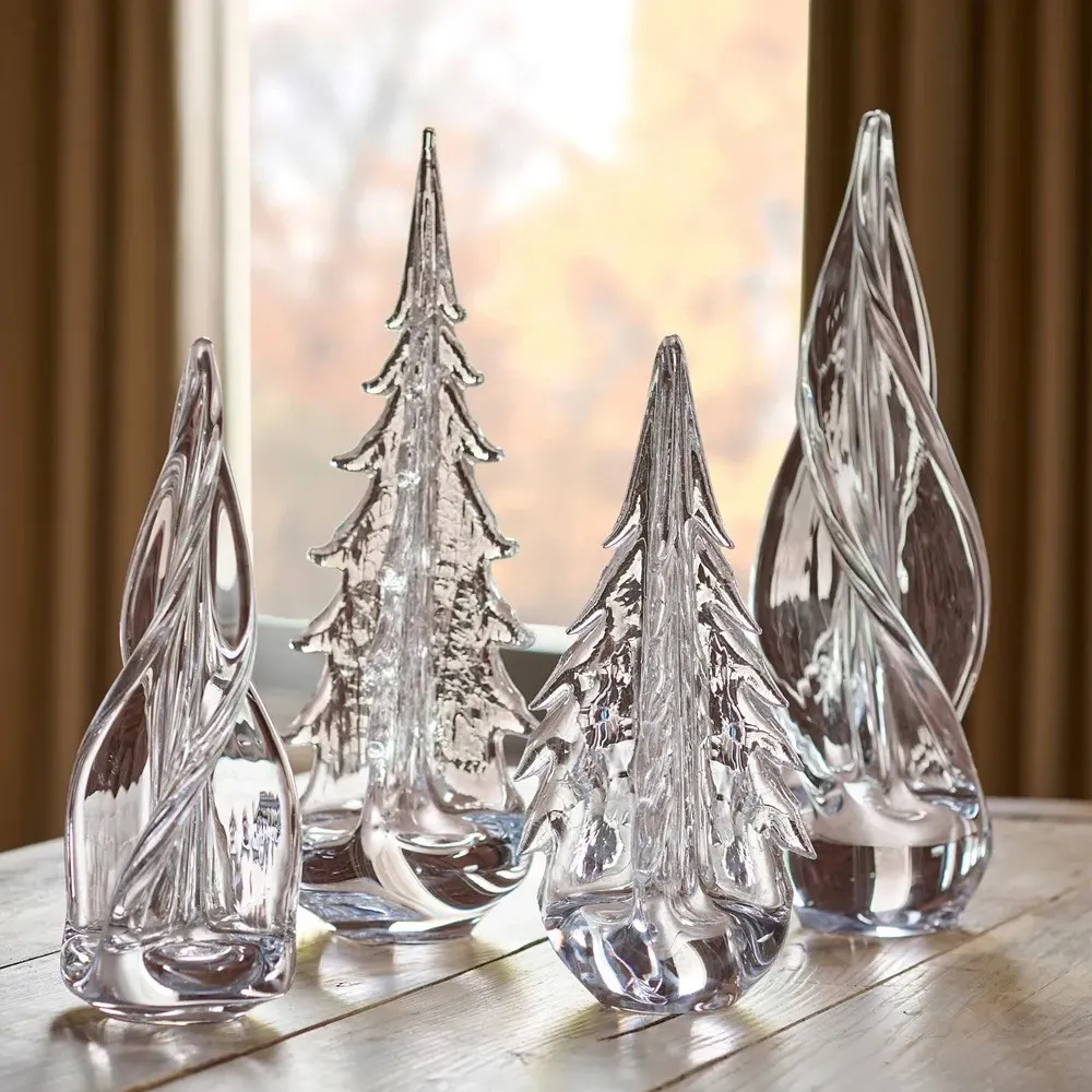 Four Sided Crackle Glass Evergreen Tree - Clear