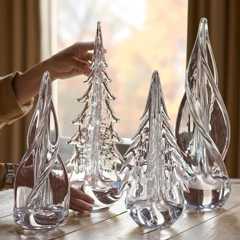 Four Sided Crackle Glass Evergreen Tree - Clear