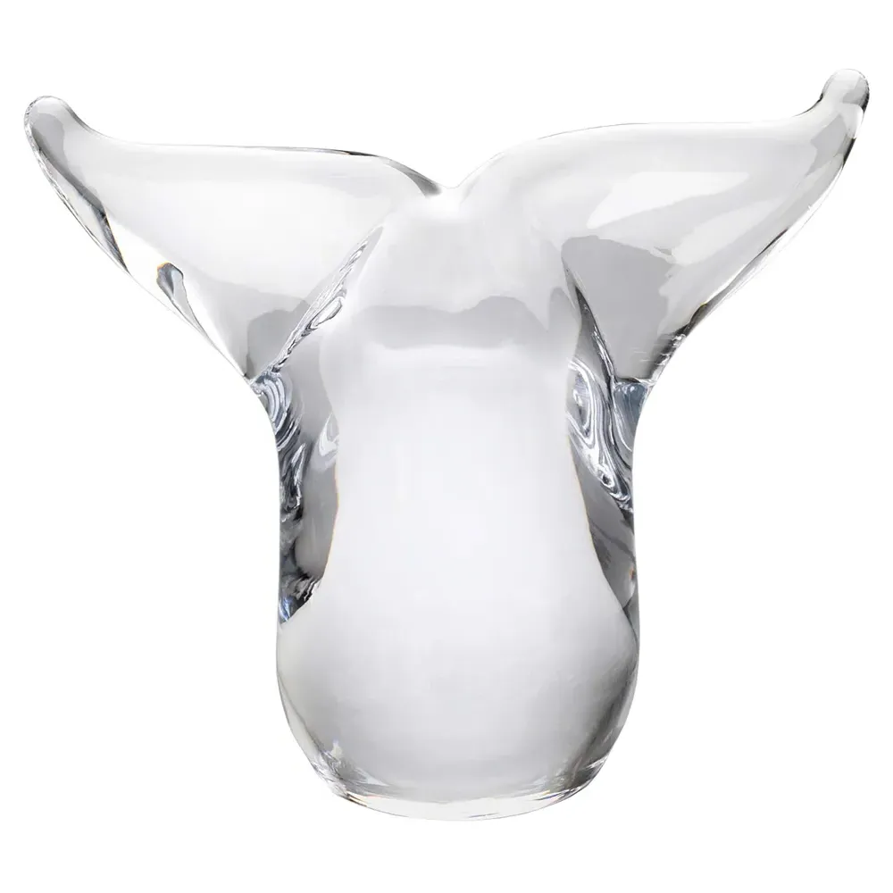 Hand Sculpted Whale Tail Glass Sculpture - Clear image