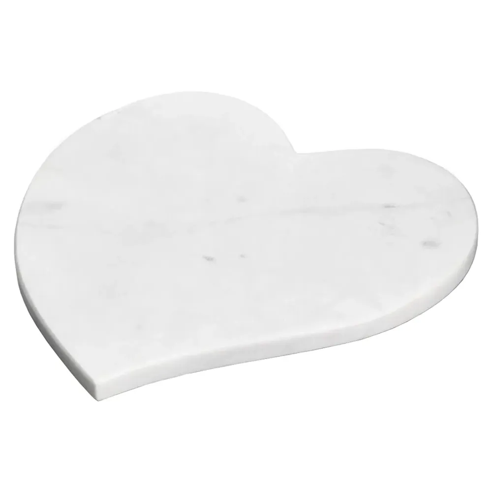 Heart Cheese Board - White, Marble