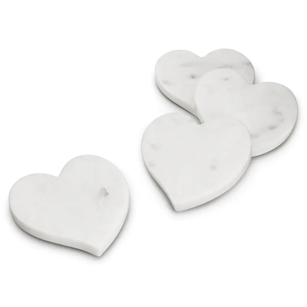 Heart Coaster Set of 4 - White, Marble