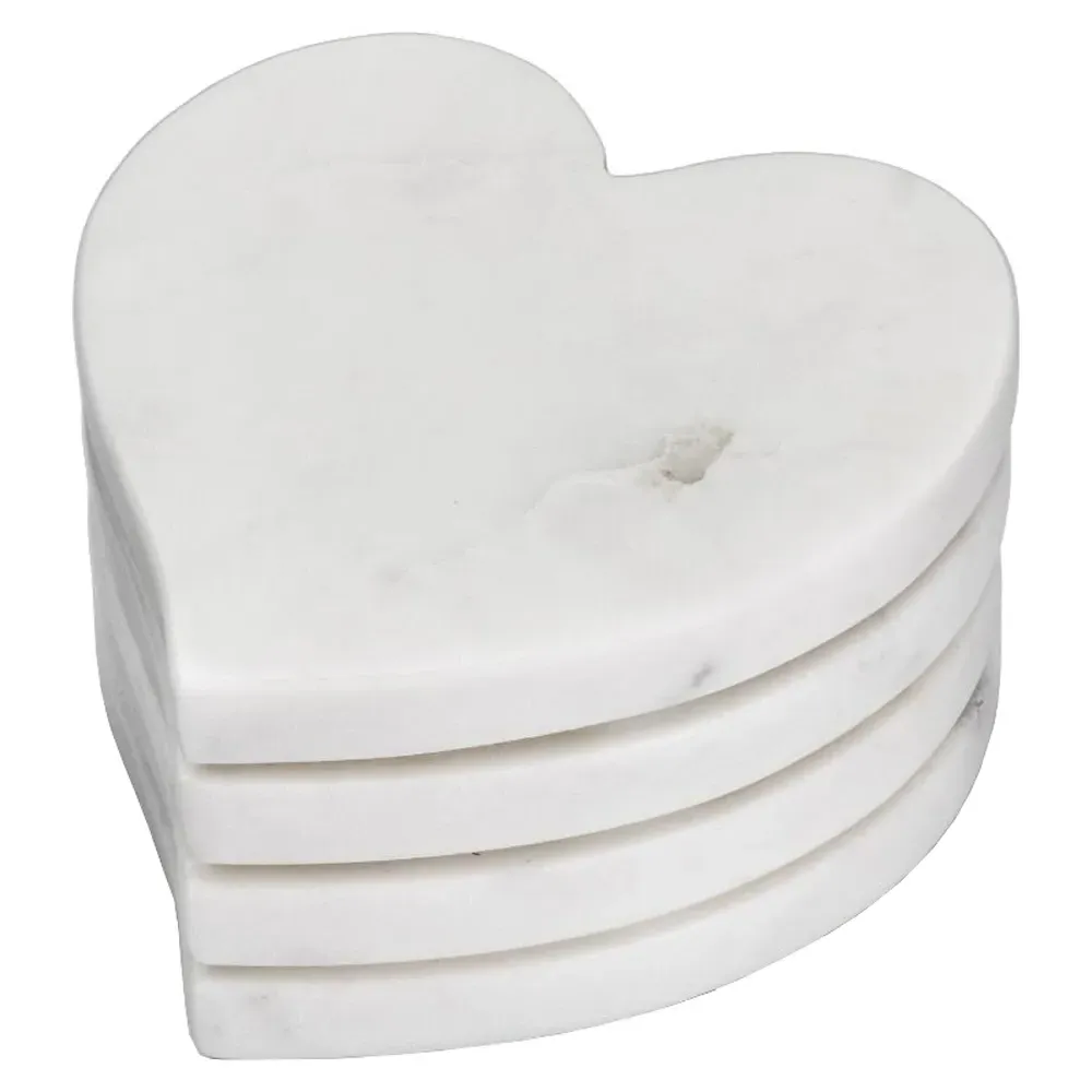 Heart Coaster Set of 4 - White, Marble image