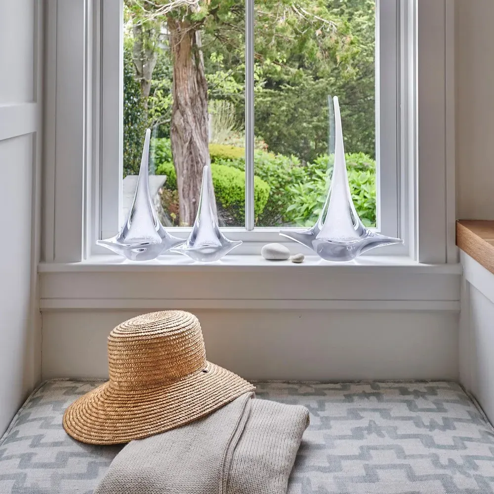 Large Glass Sailboat Sculpture - White