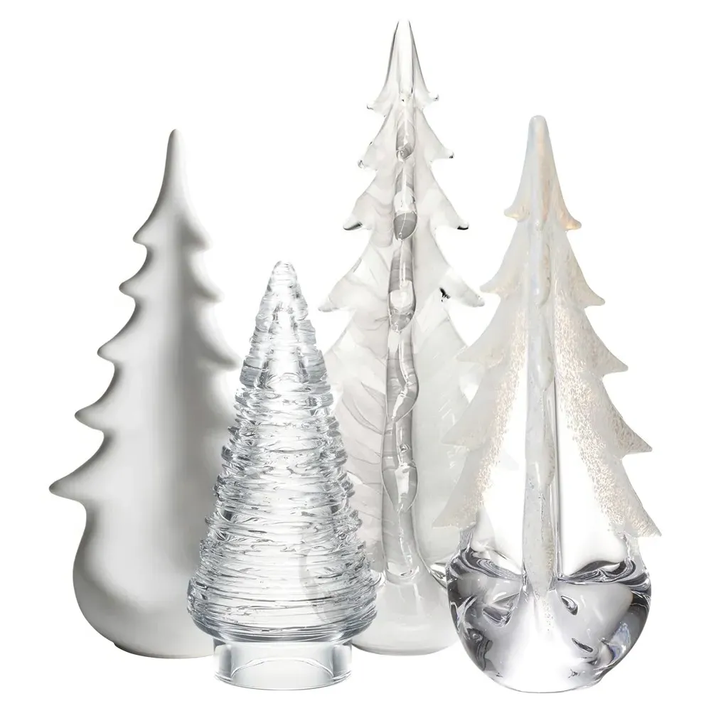 Merry Bright Forest Glass Evergreen Trees Set of 4 - Clear