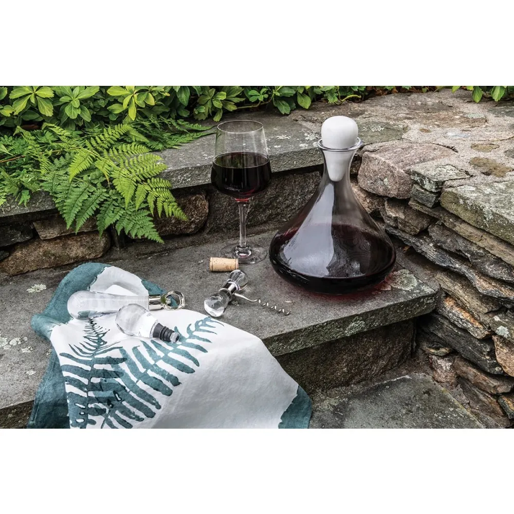 Simon Pearce Vintner Wine Decanter with Marble Stopper - Clear