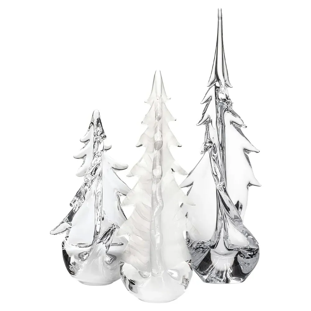 Snowy Splendor Glass Evergreen Trees Set of 3 - Clear image