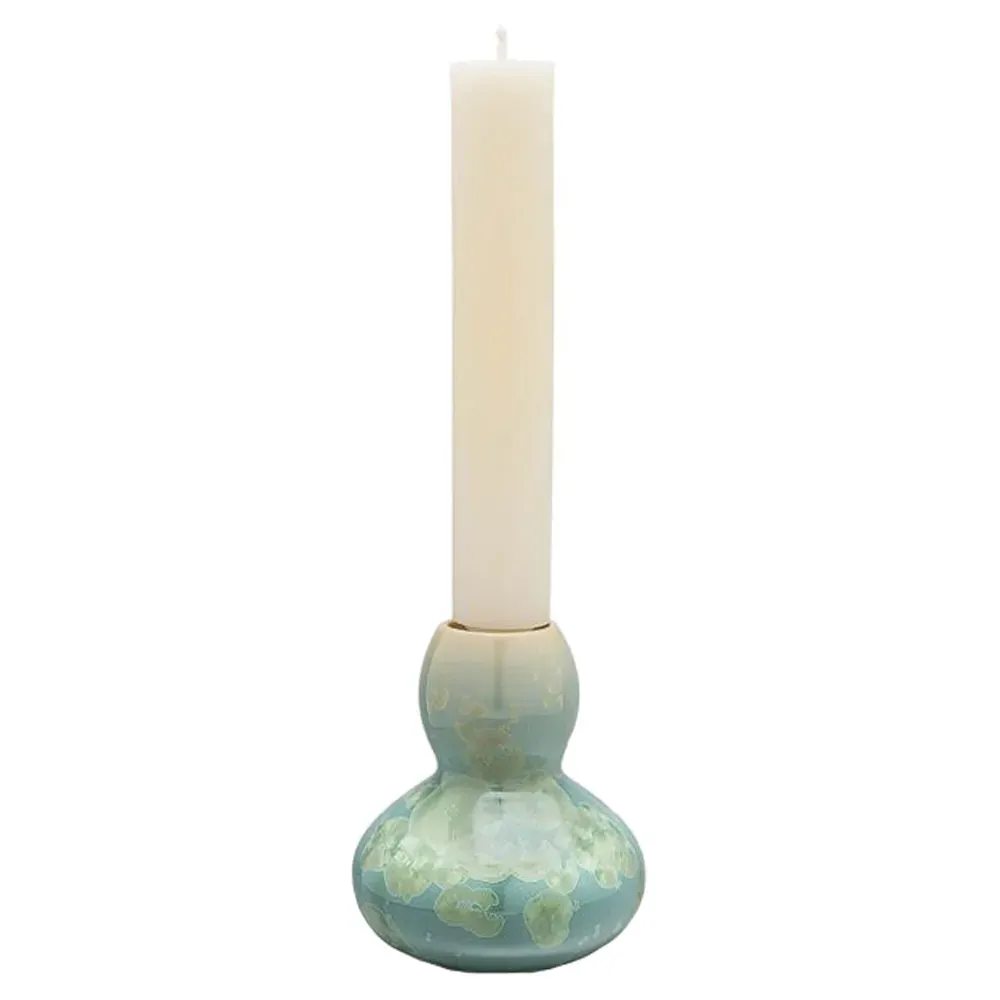 Woodstock Crystalline Jade Stoneware Candlestick Holder - Green image