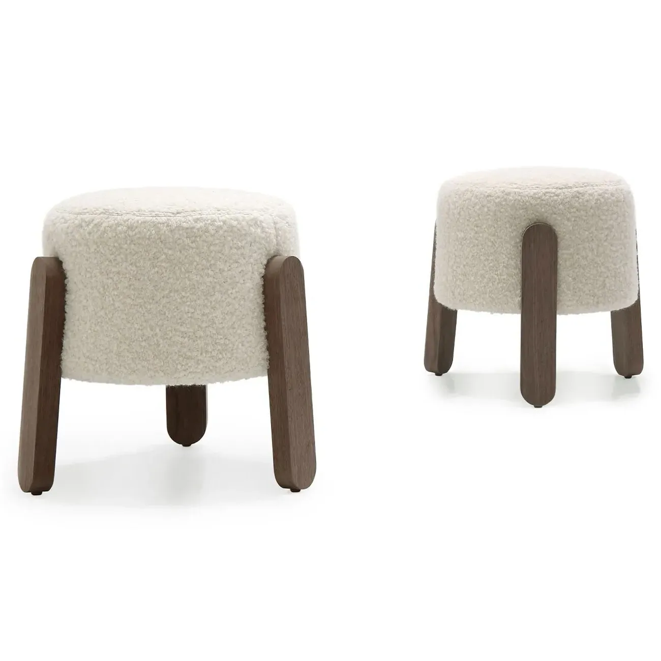 Lou Round Performance Stool - Sesame, Walnut