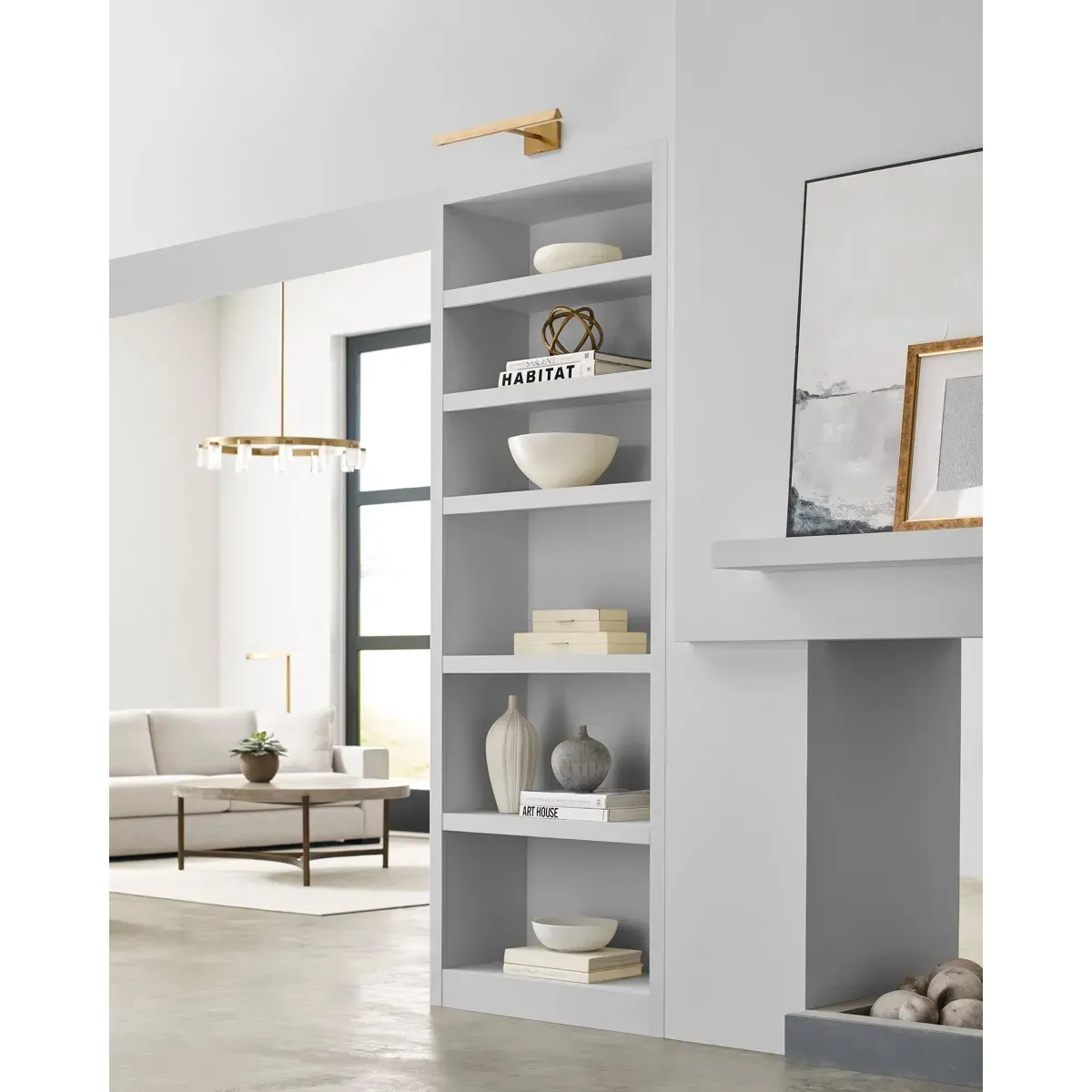 Dessau 18-Inch Picture Light Sconce - Natural Brass, Aluminum