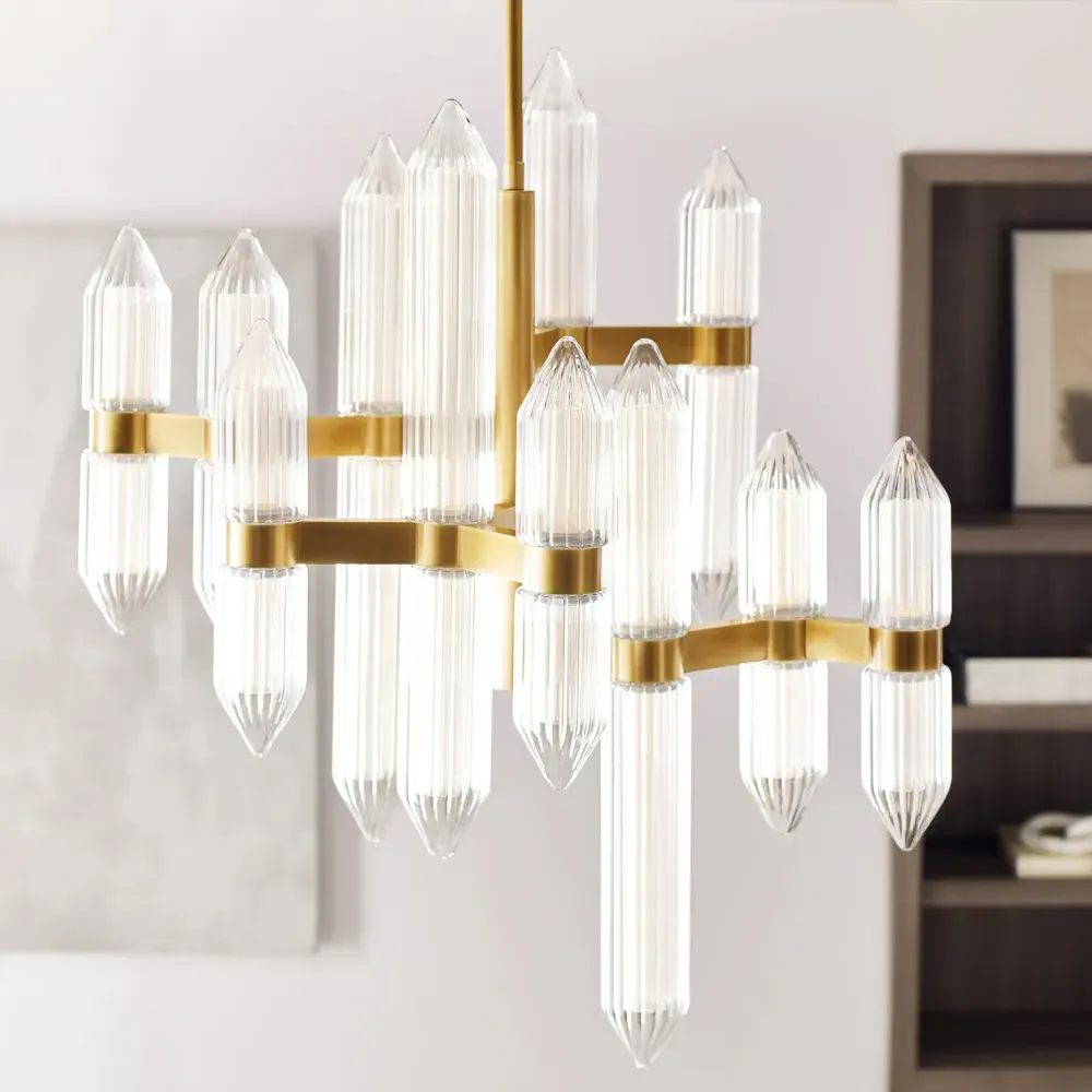 Langston Medium Chandelier - Plated Brass, Steel
