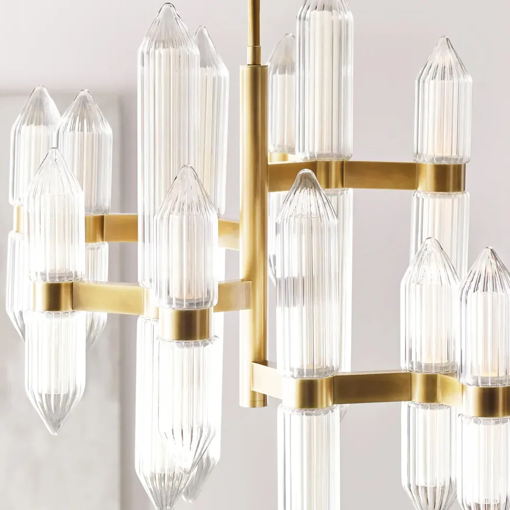 Langston Medium Chandelier - Plated Brass, Steel