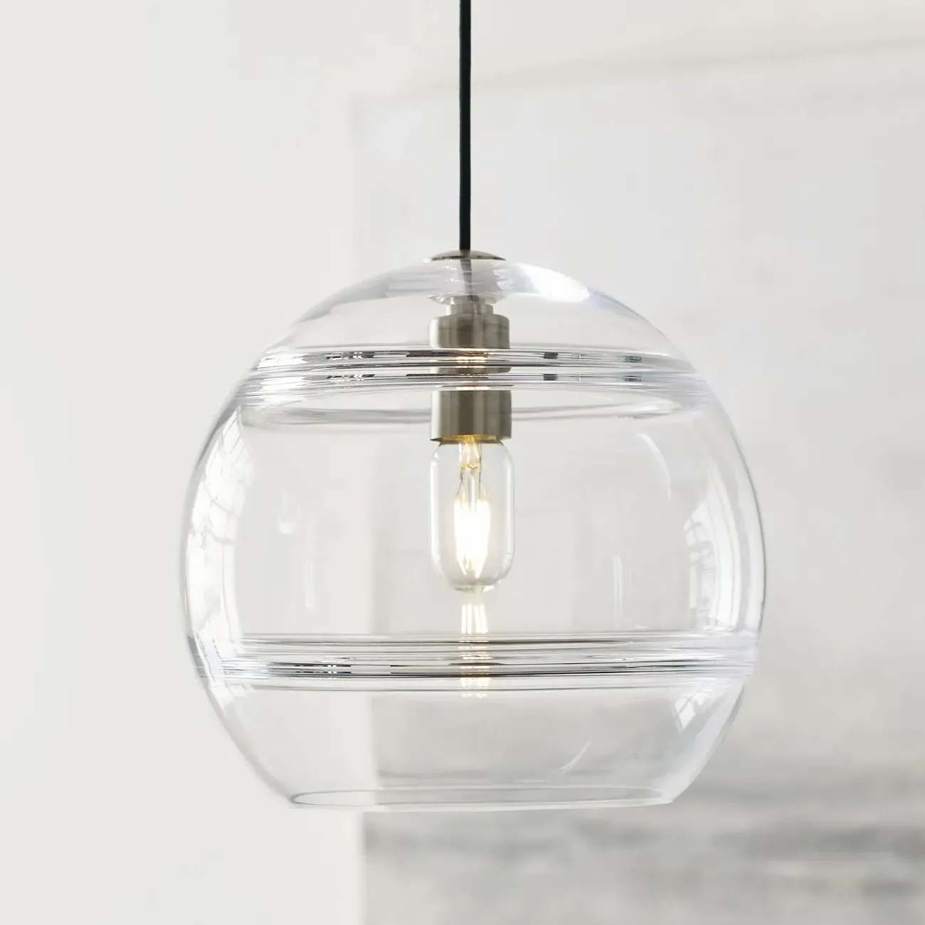 Sedona Large LED Pendant - Satin Nickel, Glass