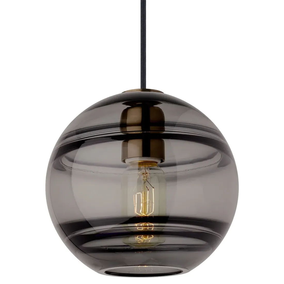 Sedona Medium LED Pendant - Aged Brass, Smoked Glass