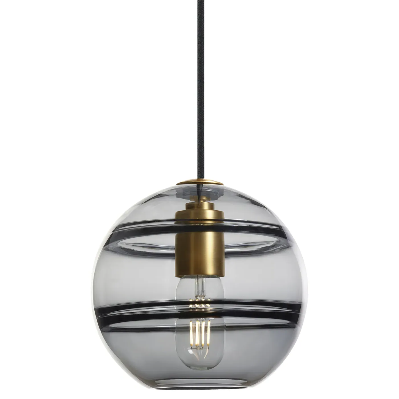 Sedona Medium LED Pendant - Aged Brass, Smoked Glass