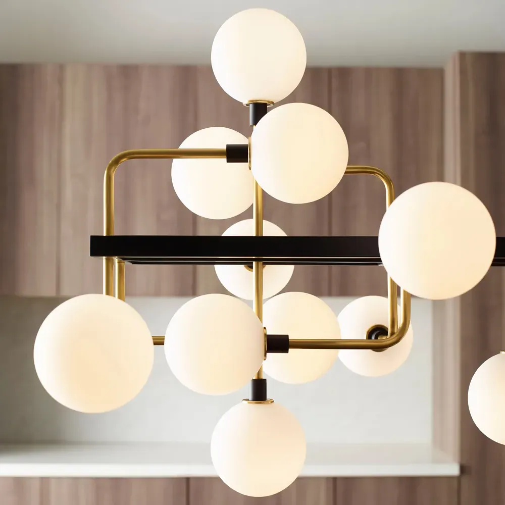 Viaggio Linear Chandelier - Brass, Opal Glass