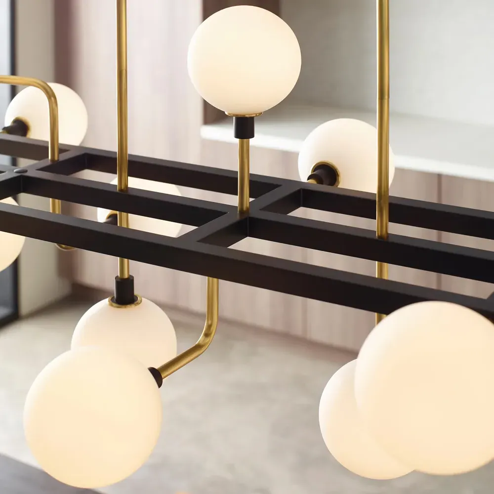 Viaggio Linear Chandelier - Brass, Opal Glass