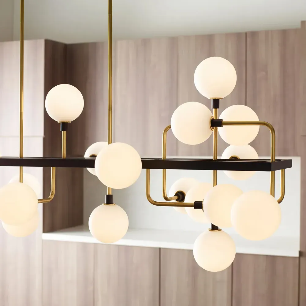 Viaggio Linear Chandelier - Brass, Opal Glass