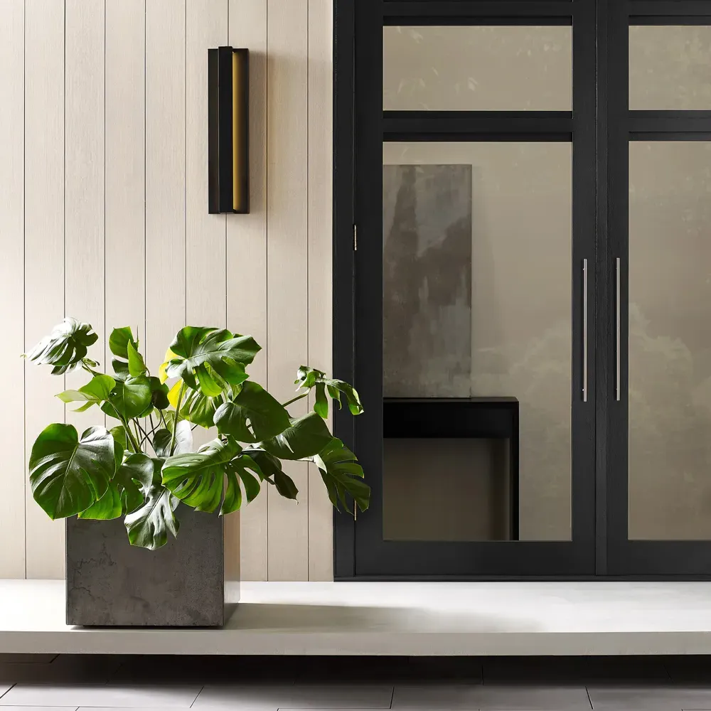 Windfall 16" LED Outdoor Sconce - Black, Aluminum