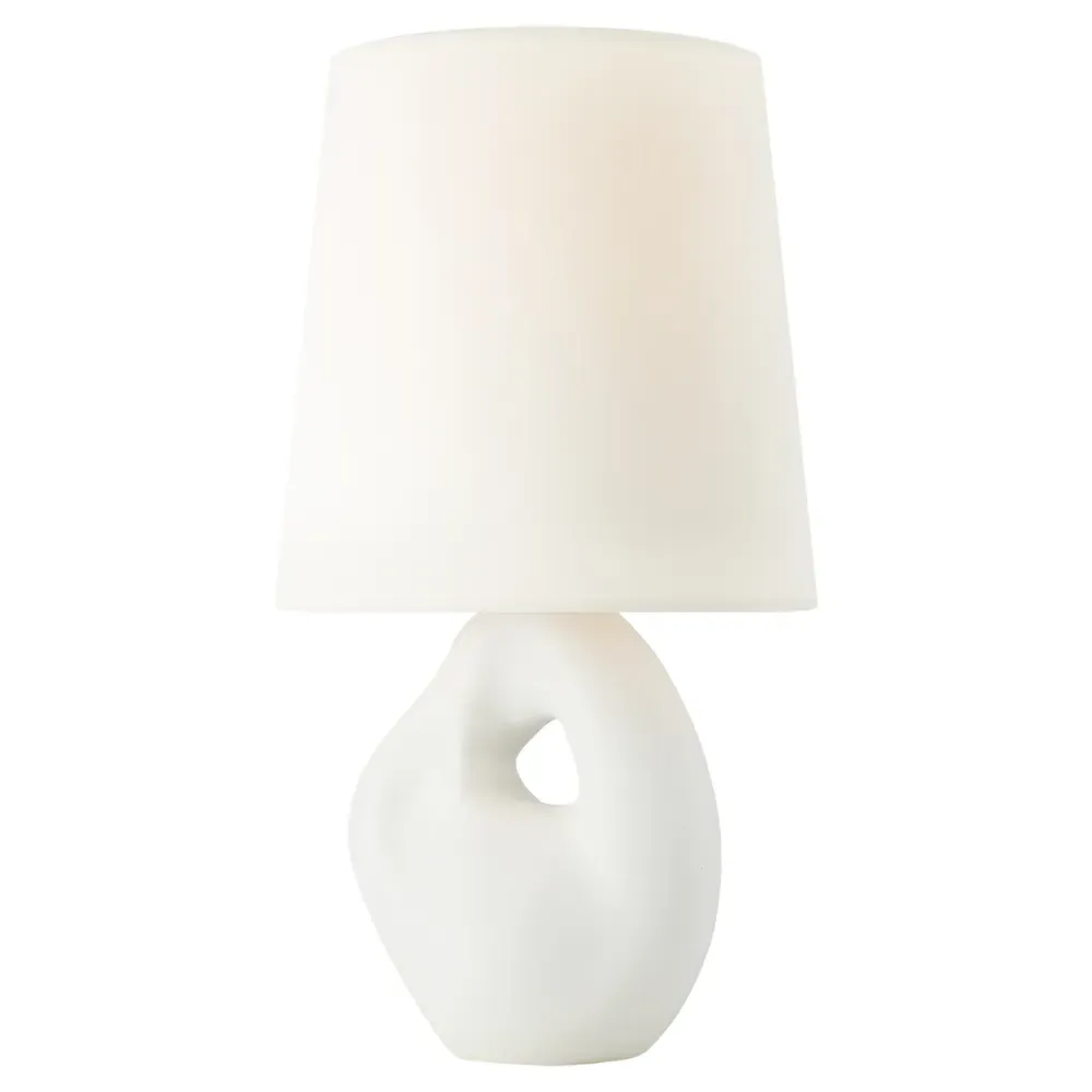 Adria Cordless Table Lamp - White, Plaster