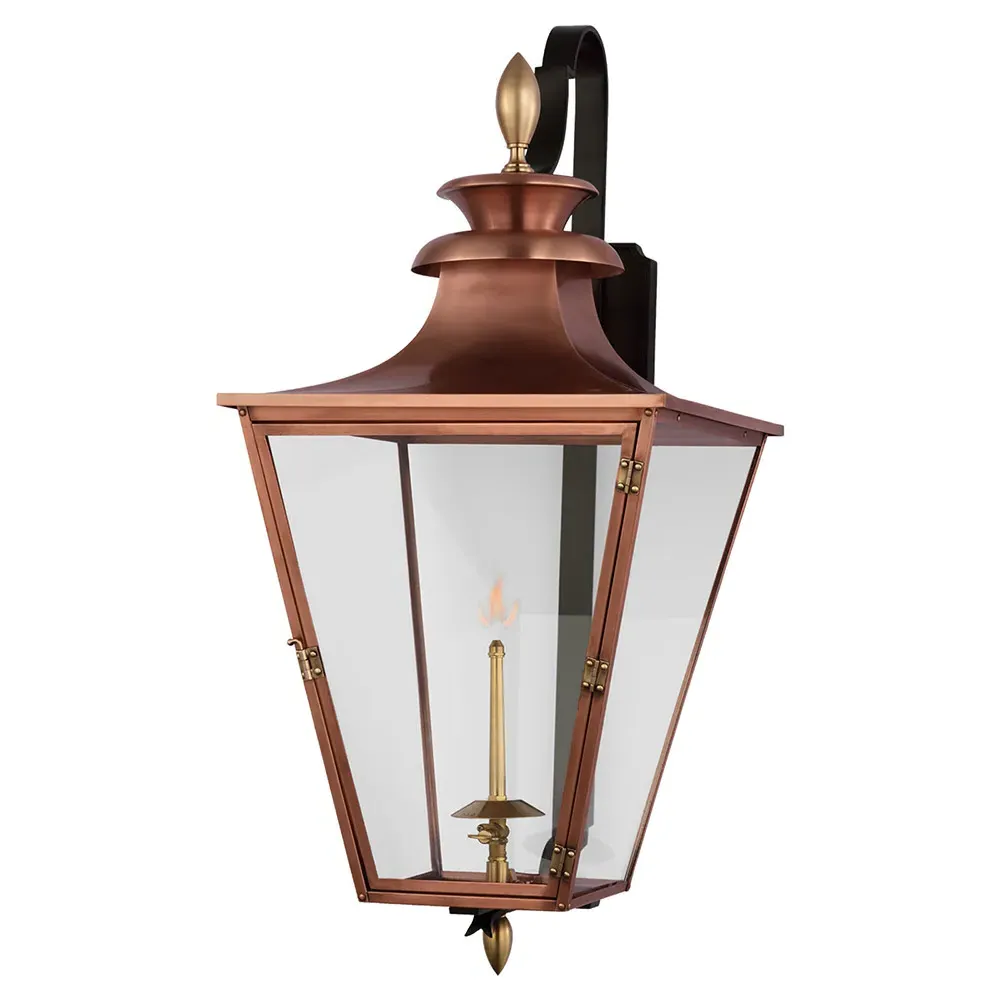 Albermarle Medium Outdoor Gas Wall Lantern - Copper, Brass