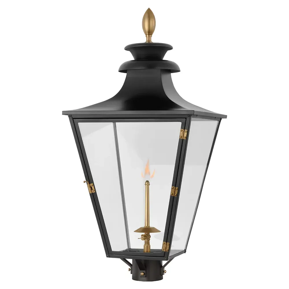 Albermarle Outdoor Gas Post Light - Black, Brass image