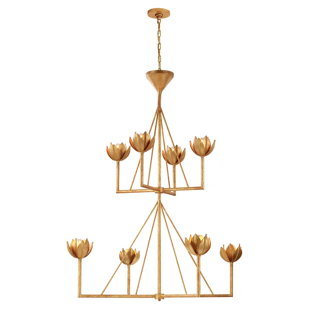 Alberto Large 2 Tier Chandelier - Antique Gold Leaf