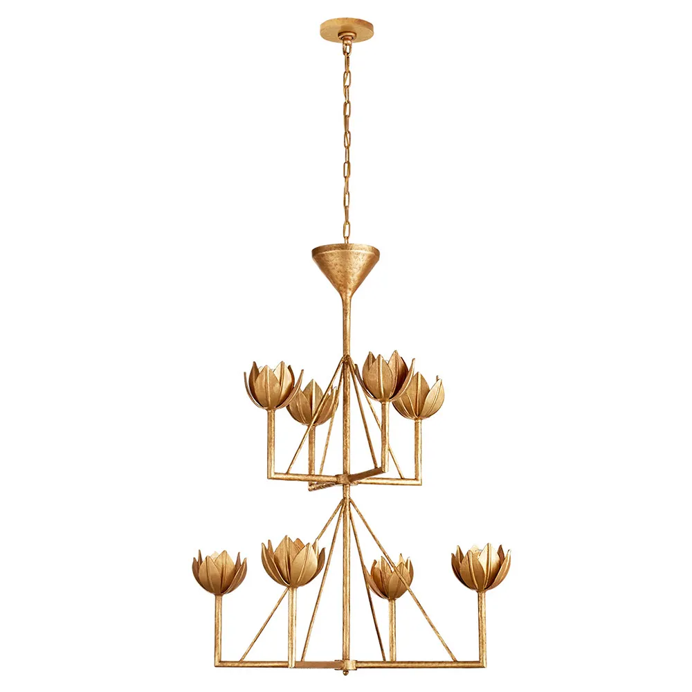 Alberto Medium 2 Tier Chandelier - Antique Gold Leaf