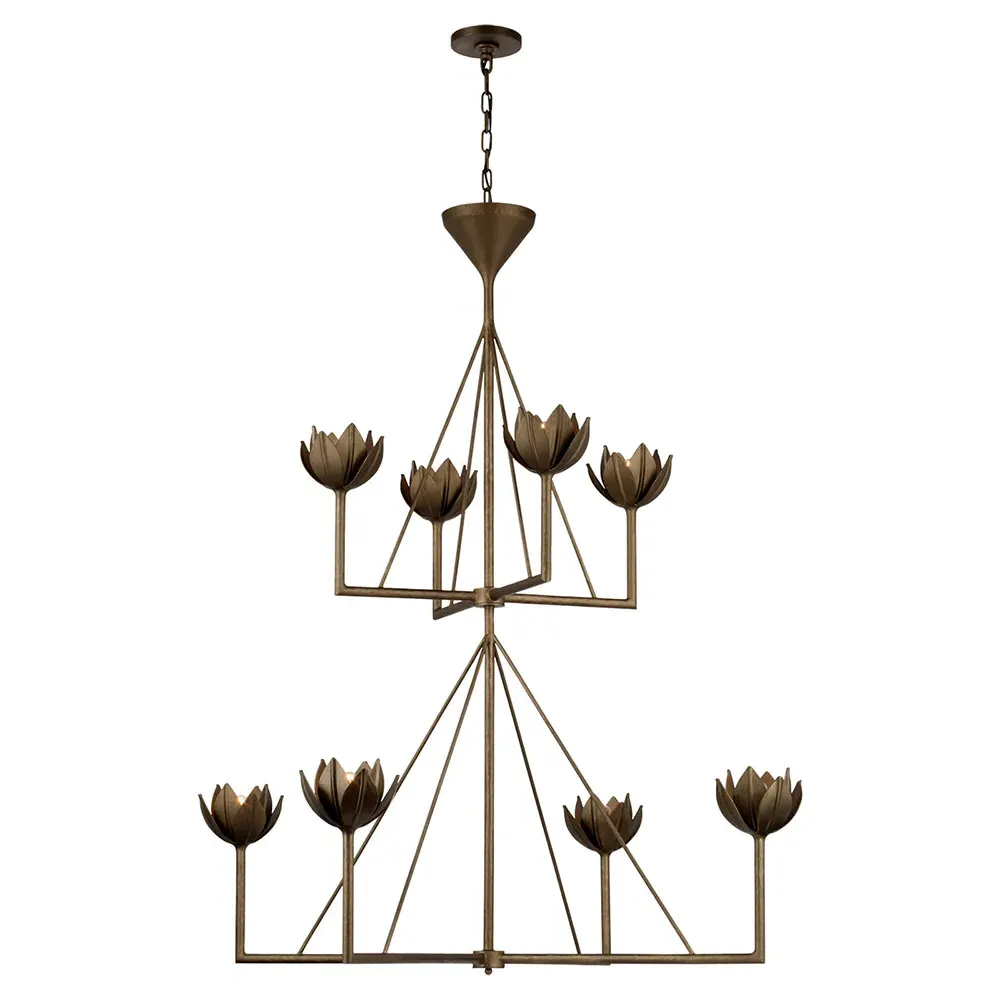 Alberto Regency Large 2 Tier Chandelier - Antique Bronze Leaf