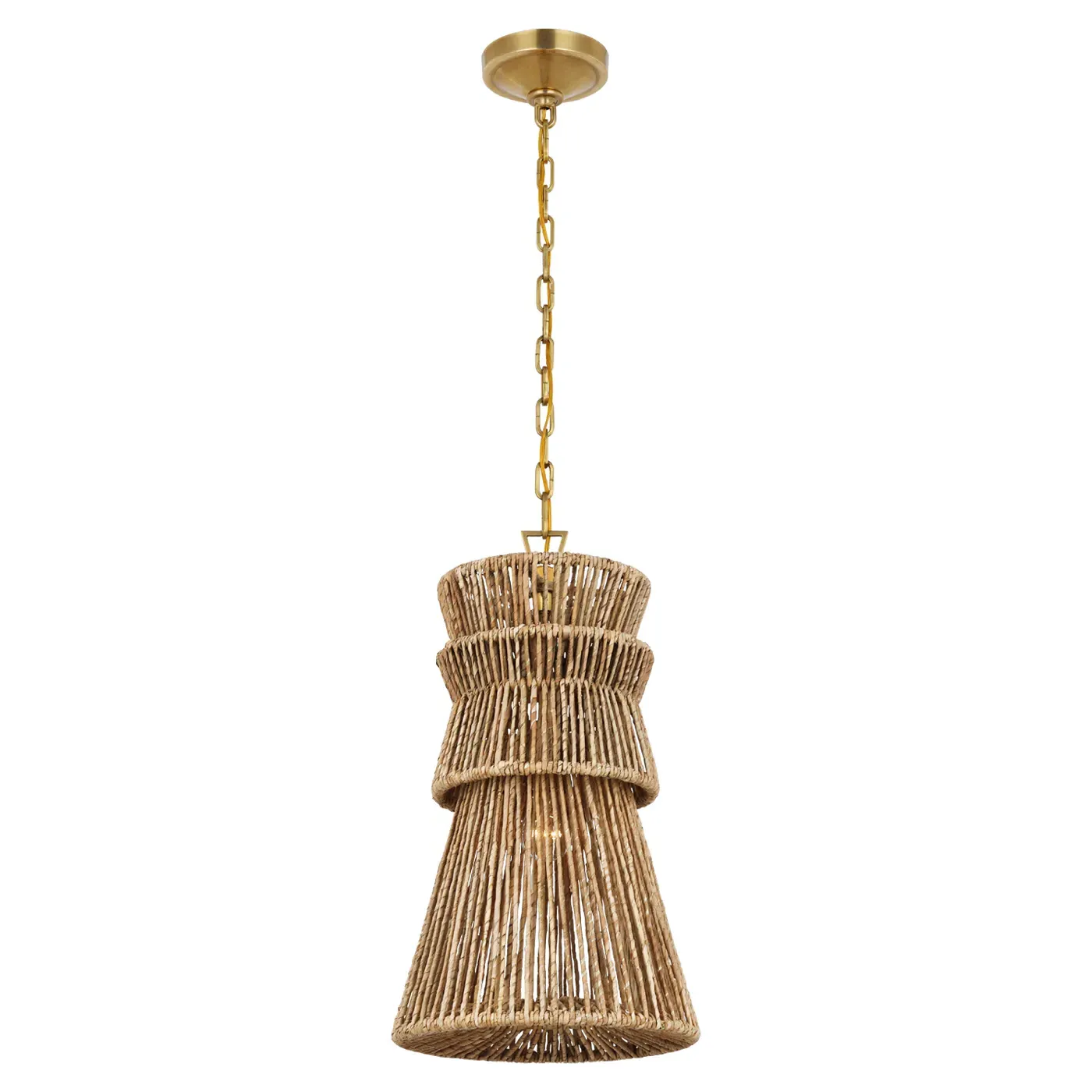 Antigua 13" Pendant Light - Antique Burnished Brass, Abaca