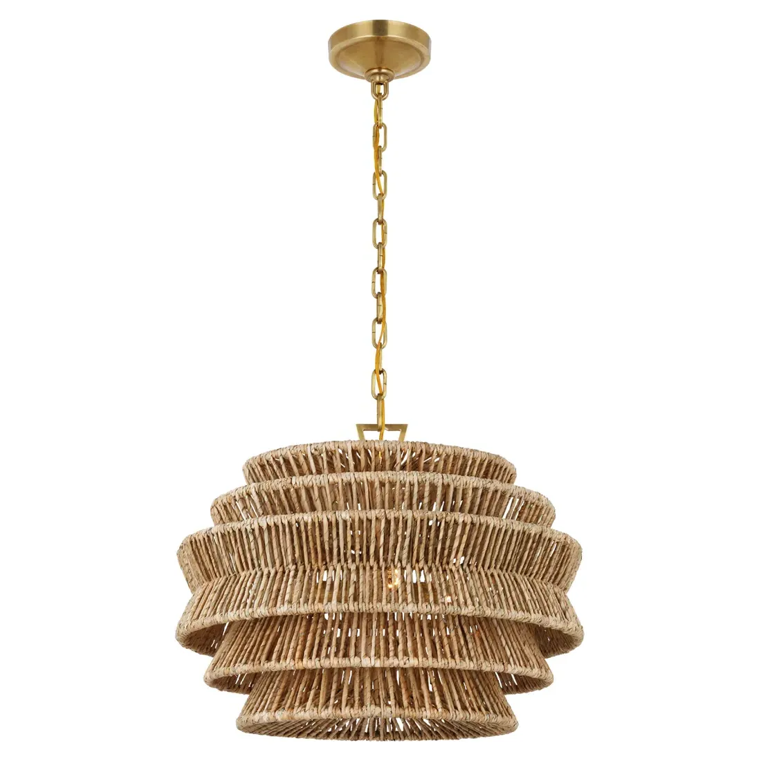 Antigua Small Chandelier - Antique Burnished Brass, Abaca