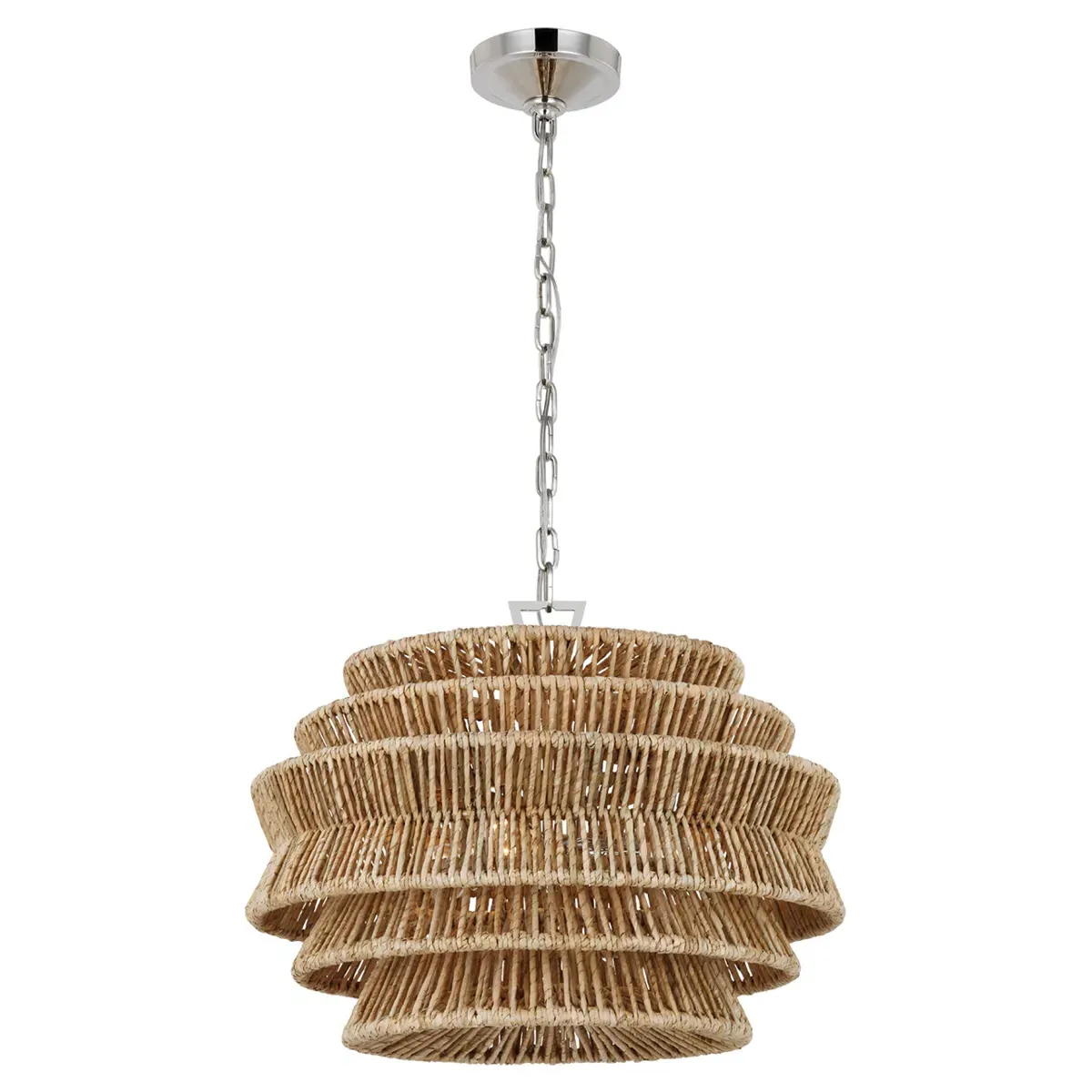 Antigua Small Chandelier - Polished Nickel, Abaca