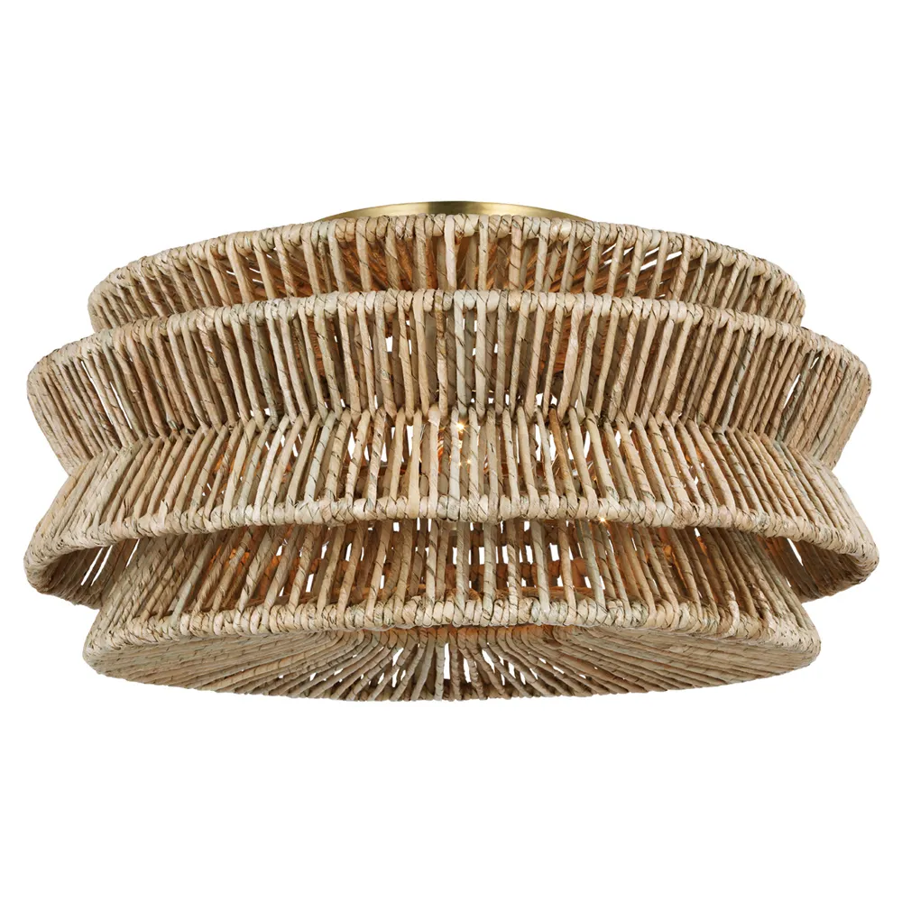 Antigua XLarge Semi Flush Mount - Antique Brass, Abaca