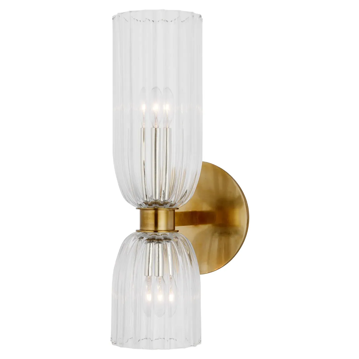 Asalea Round Bath Sconce - Antique Brass, Glass