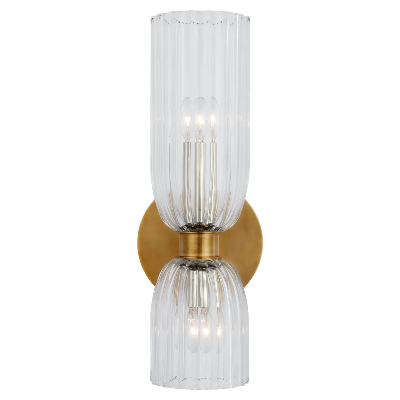 Asalea Round Bath Sconce - Antique Brass, Glass image