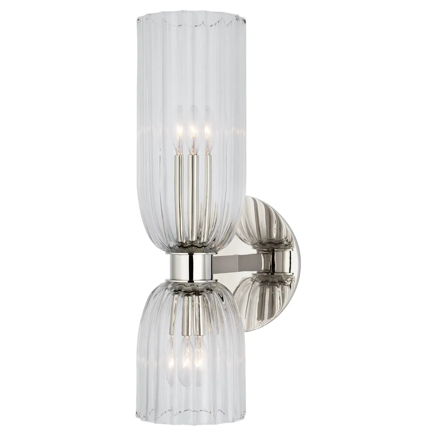 Asalea Round Bath Sconce - Polished Nickel, Glass