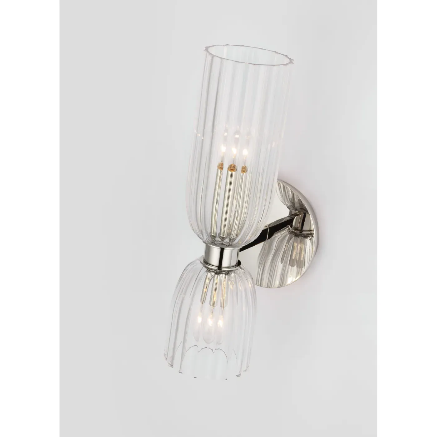 Asalea Round Bath Sconce - Polished Nickel, Glass