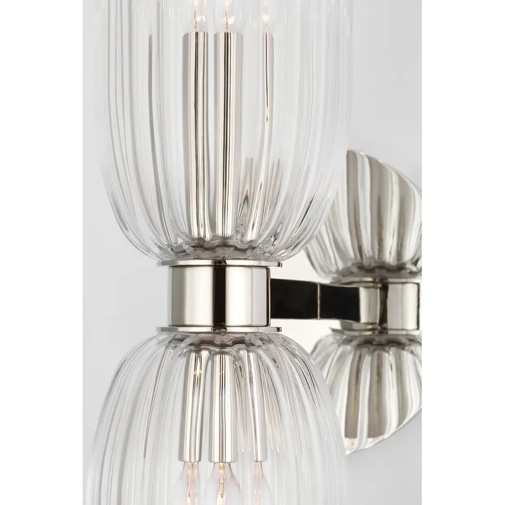 Asalea Round Bath Sconce - Polished Nickel, Glass