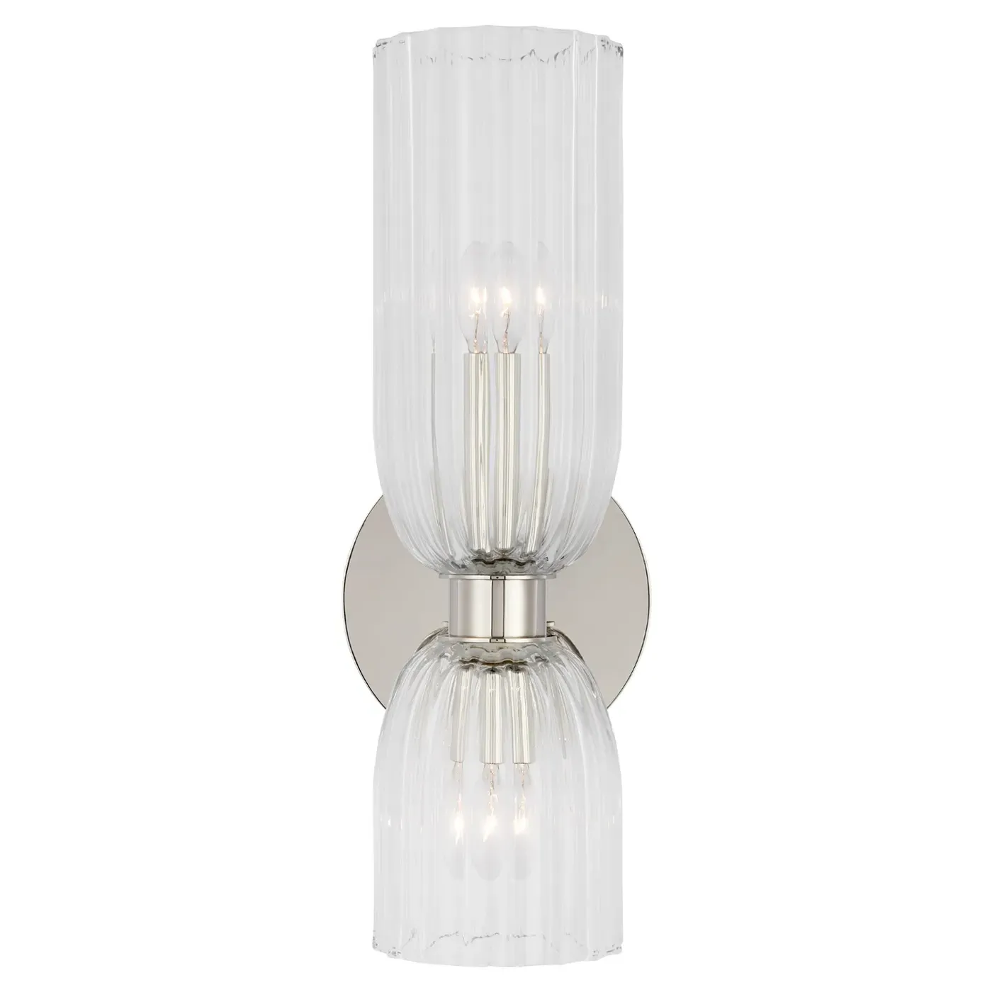 Asalea Round Bath Sconce - Polished Nickel, Glass
