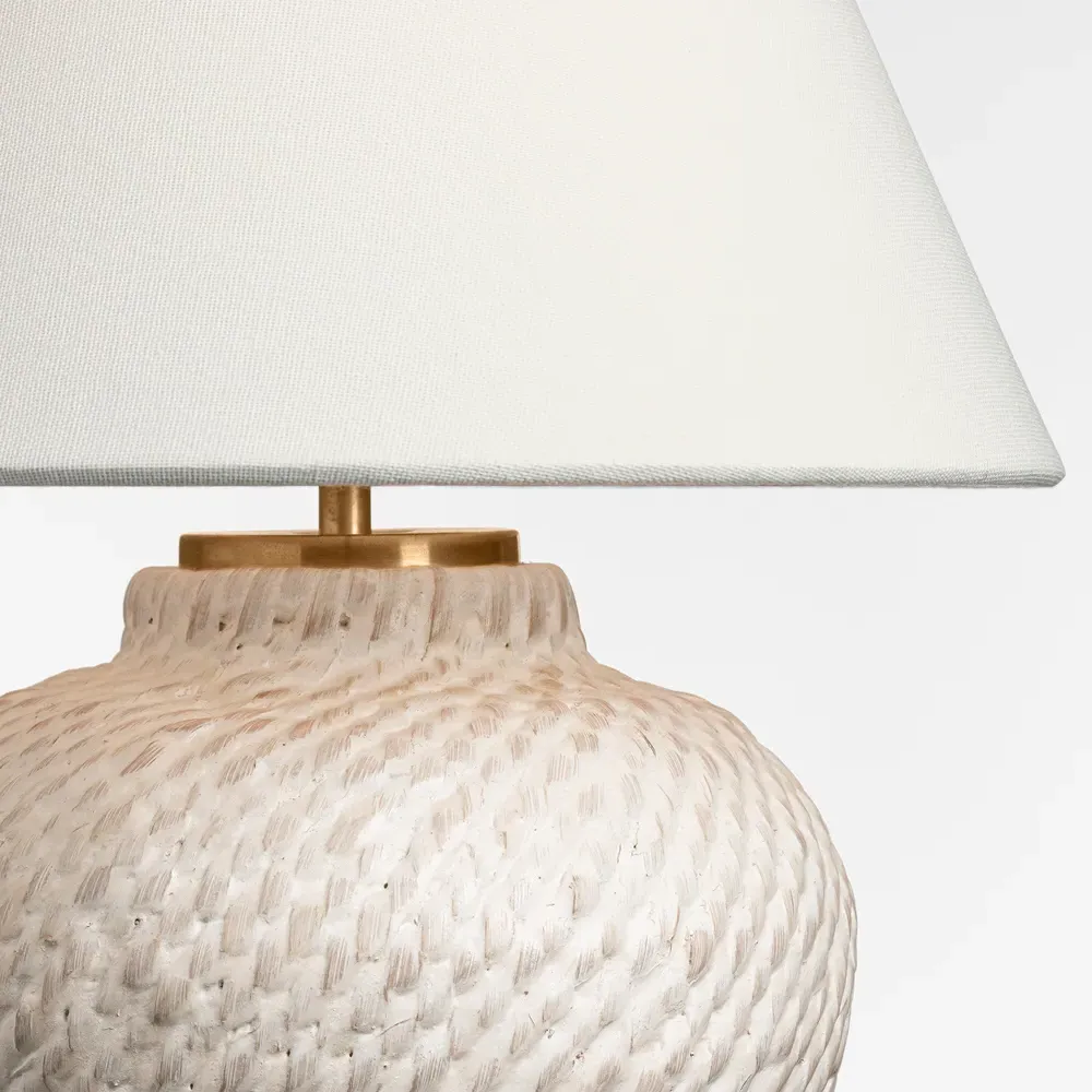 Avedon Cordless Table Lamp - Plaster White, Rattan