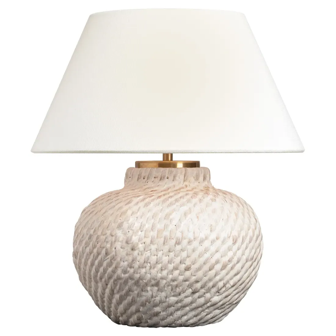 Avedon Cordless Table Lamp - Plaster White, Rattan