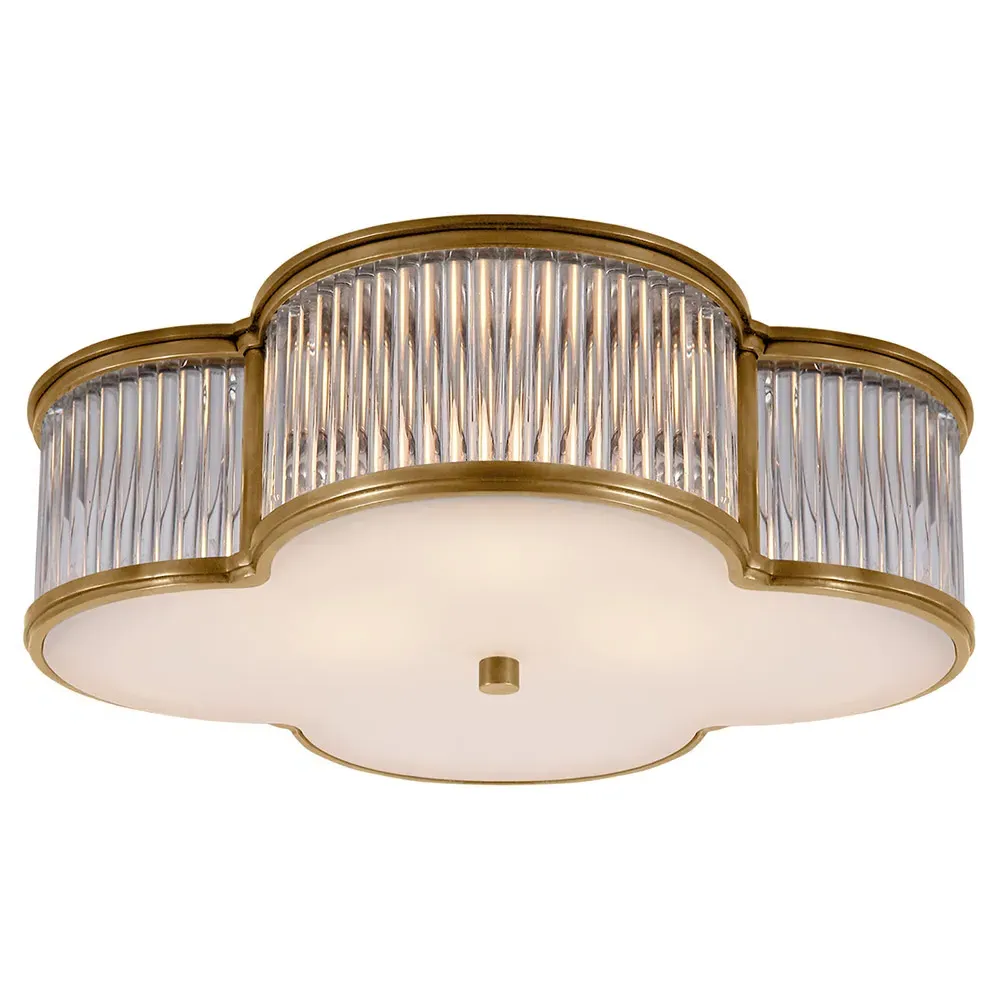 Basil Large Flush Mount - Natural Brass, Crystal