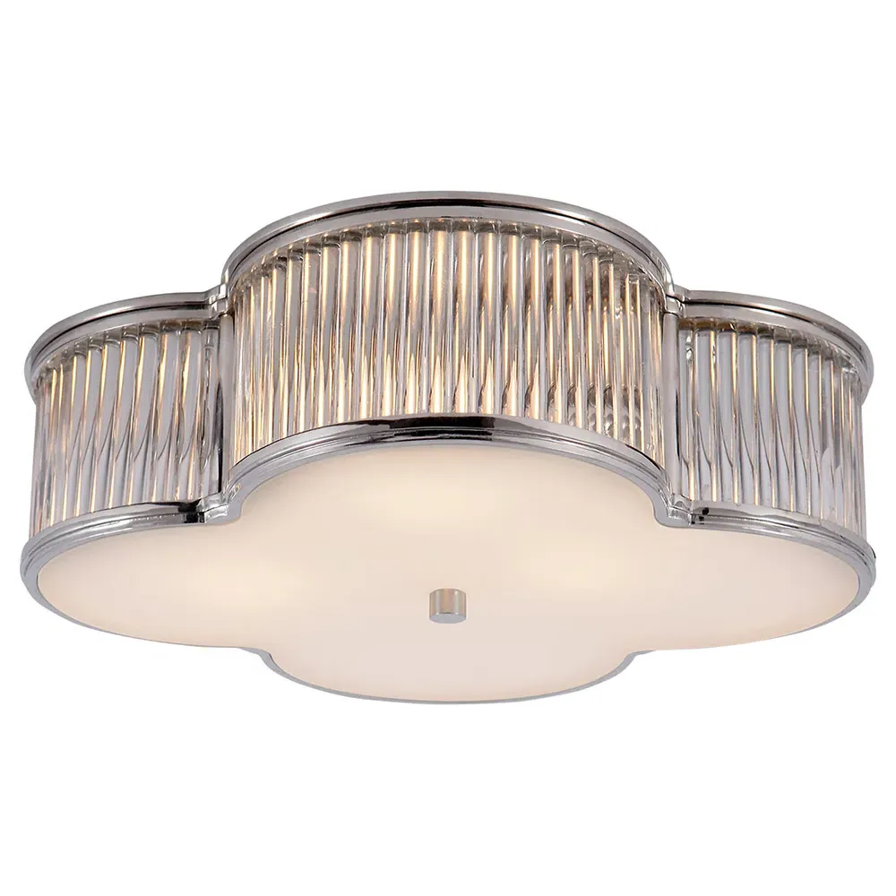 Basil Large Flush Mount - Polished Nickel, Glass