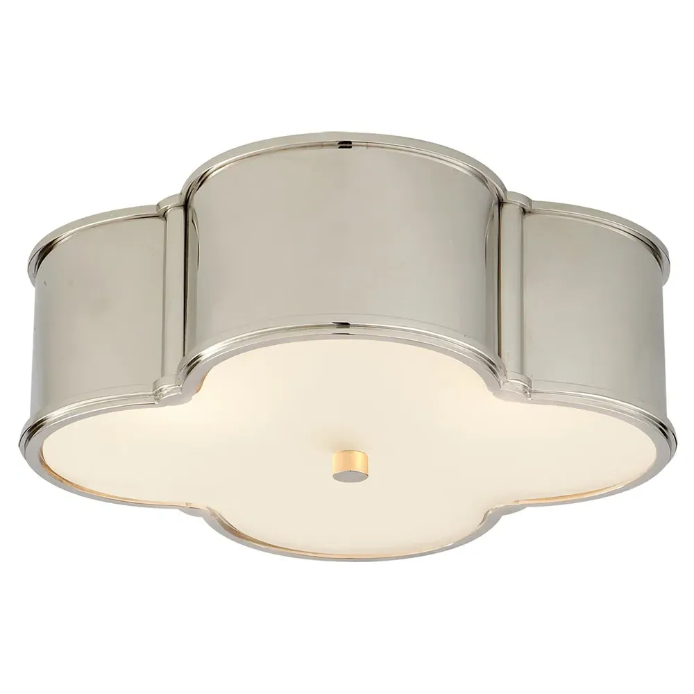 Basil Large Flush Mount - Polished Nickel, Metal