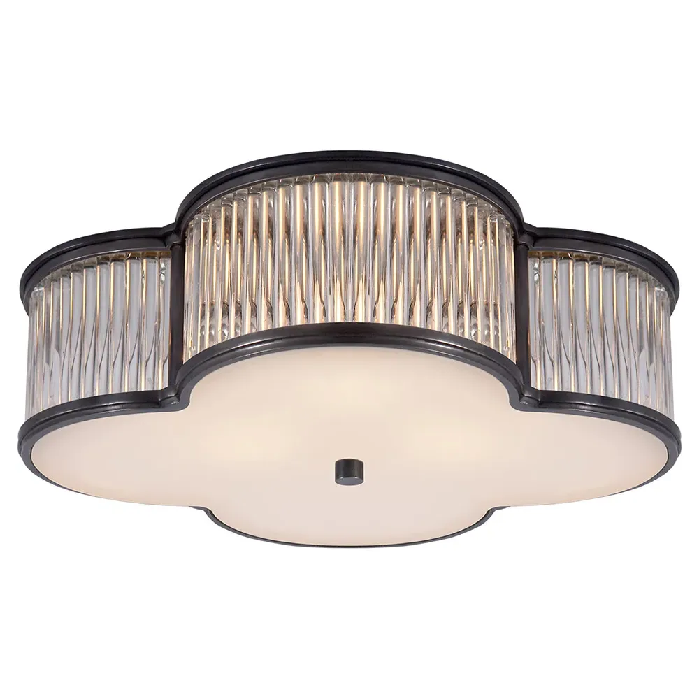 Basil Large Flush Mount with Clear Glass - Gun Metal