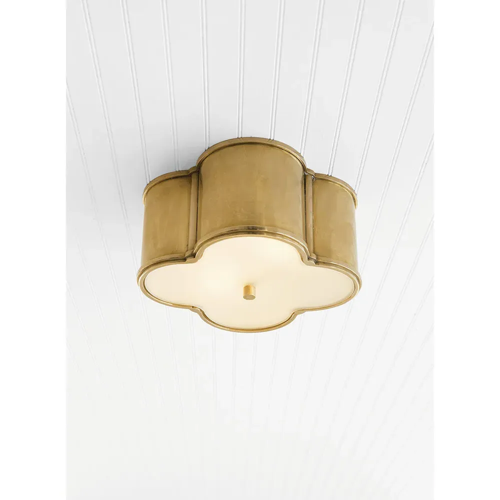 Basil Small Flush Mount - Natural Brass, Metal