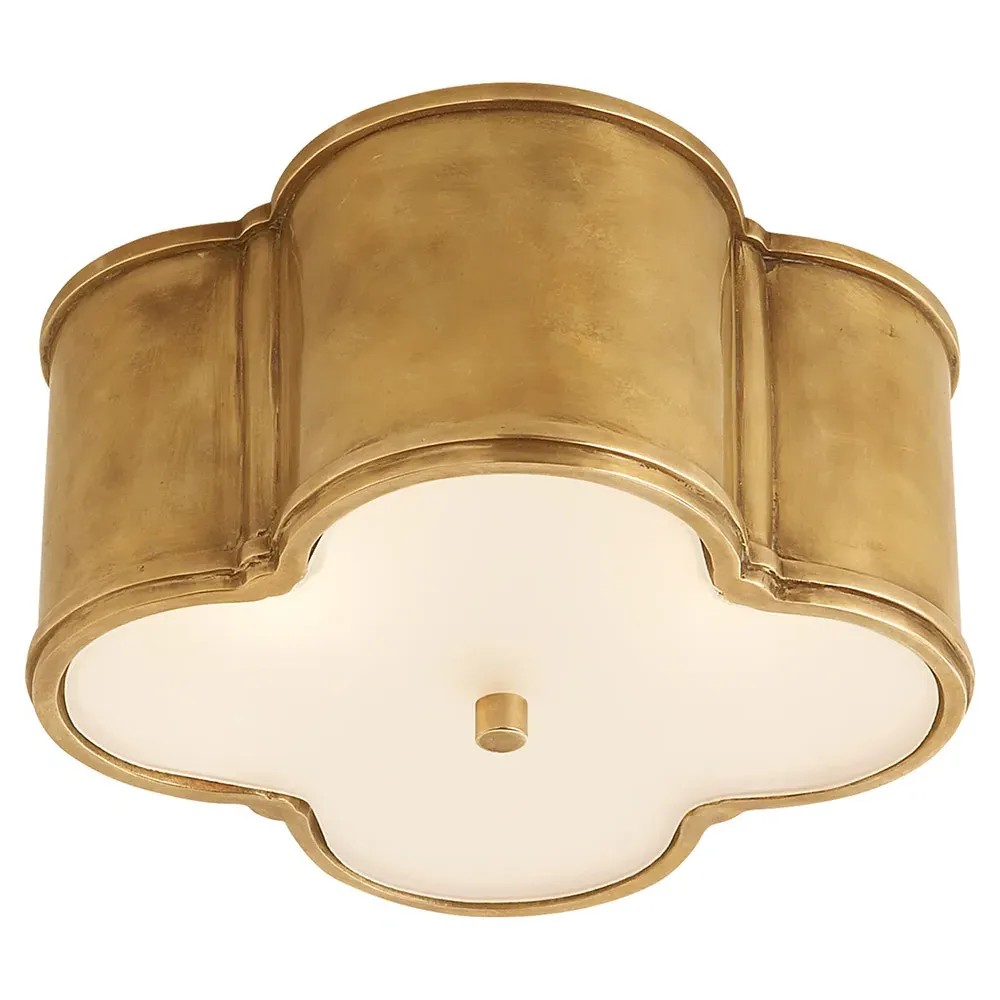 Basil Small Flush Mount - Natural Brass, Metal