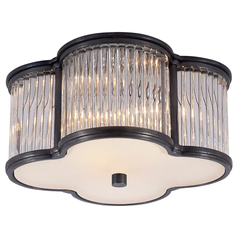 Basil Small Flush Mount with Clear Glass - Gun Metal