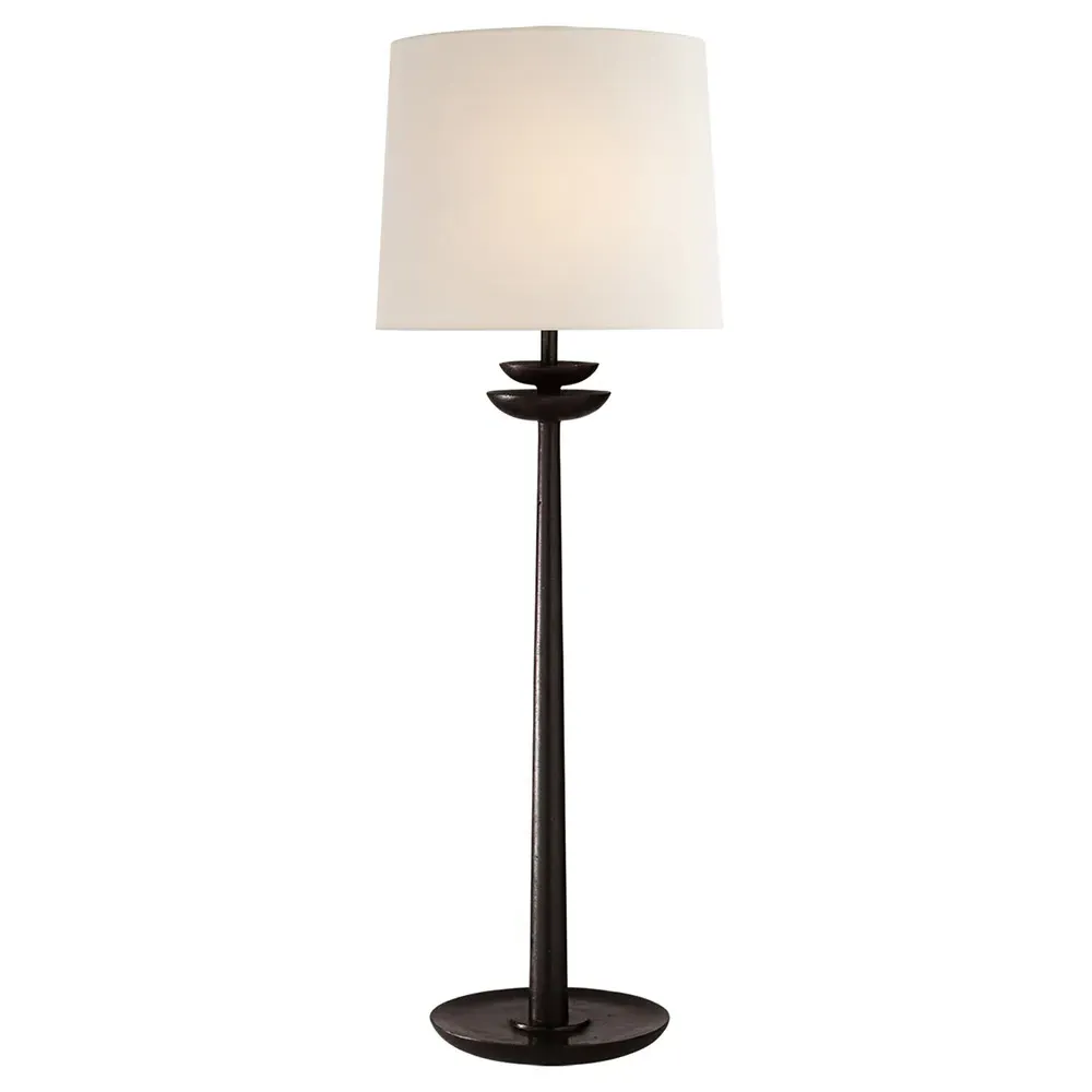 Beaumont Buffet Table Lamp with Linen Shade - Aged Iron image