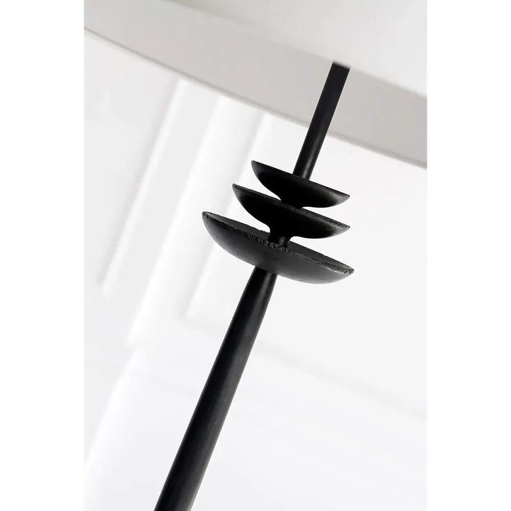 Beaumont Floor Lamp with Linen Shade - Aged Iron